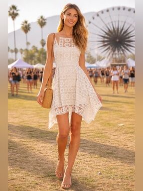 EUC | Free People Just Like Honey Lace Dress Ivory Boho, 0, MSRP $128